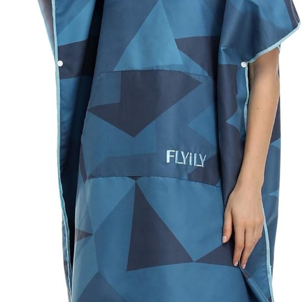 Hooded Surf Poncho Towel Robe Adjustable Sleeves Navy
